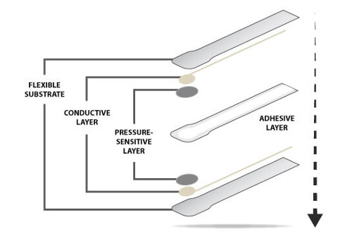 The components of a FlexiForce sensor.