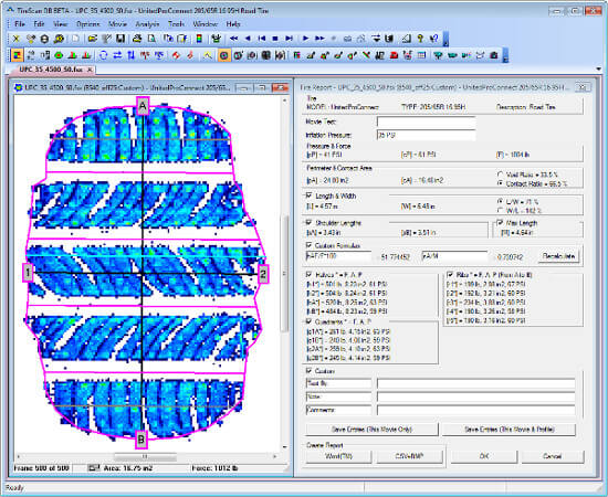 Detailed tire tread analysis software